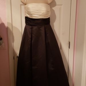 Black and Cream satin wedding/cocktail gown